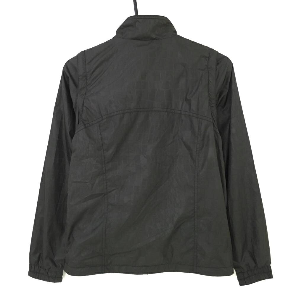 【美品】カッパ 2WAYジャケットブルゾン 黒 地模様 袖着脱可 裏地メッシュ レディース S ゴルフウェア Kappa