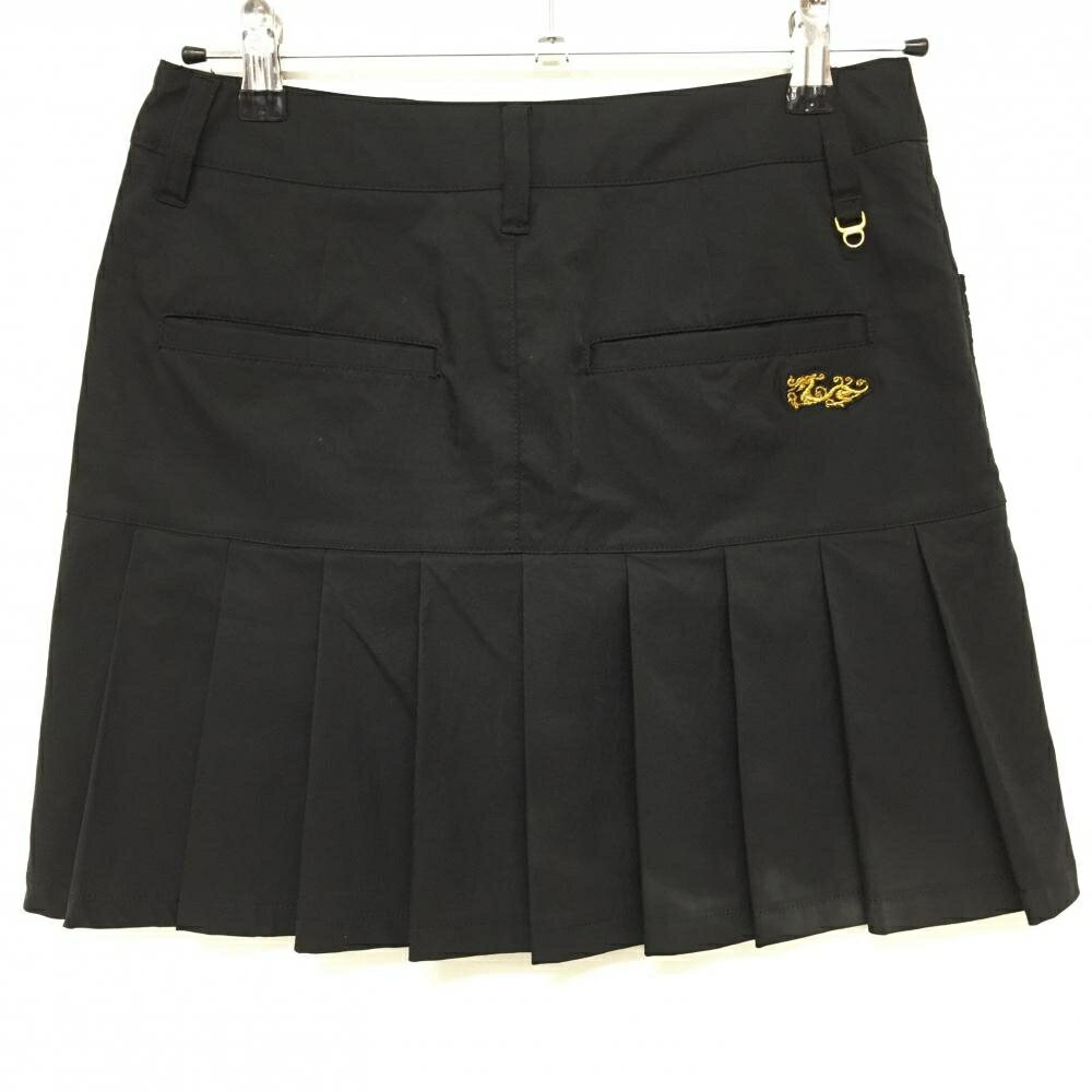 【美品】ダンスウィズドラゴン スカート 黒 前面レース 後ろプリーツ レディース 2 ゴルフウェア Dance With Dragon