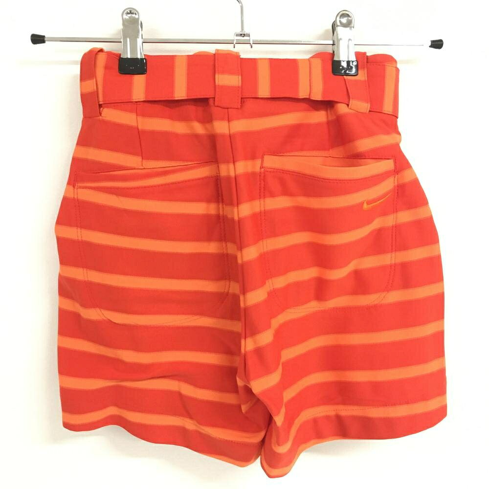 【超美品】ナイキ ショートパンツ オレンジ×レッドオレンジ ボーダー ベルト付き レディース 0 ゴルフウェア NIKE