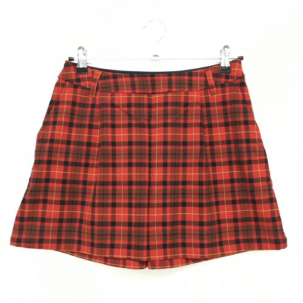 【超美品】ビバハート スカート レッド×黒 チェック バックリボン 秋冬 レディース 40 ゴルフウェア VI..