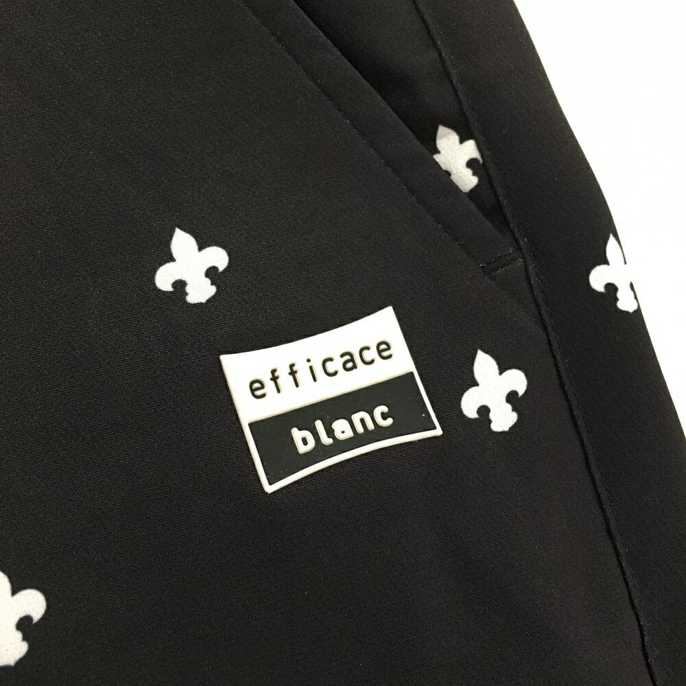 【新品】エフィカスブラン パンツ 黒×白 総柄 ユリ紋章 メンズ M ゴルフウェア efficace