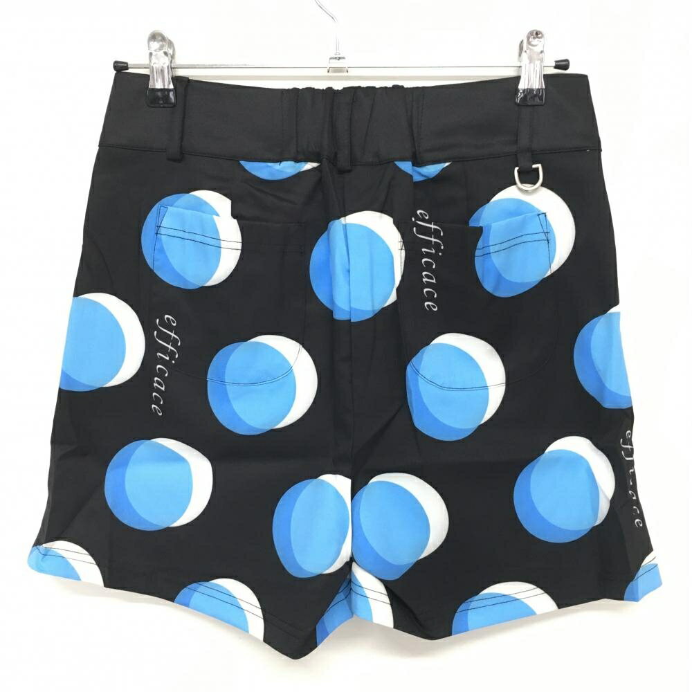 【新品】エフィカス キュロットスカート 黒×ライトブルー ドット調 レディース L ゴルフウェア efficace