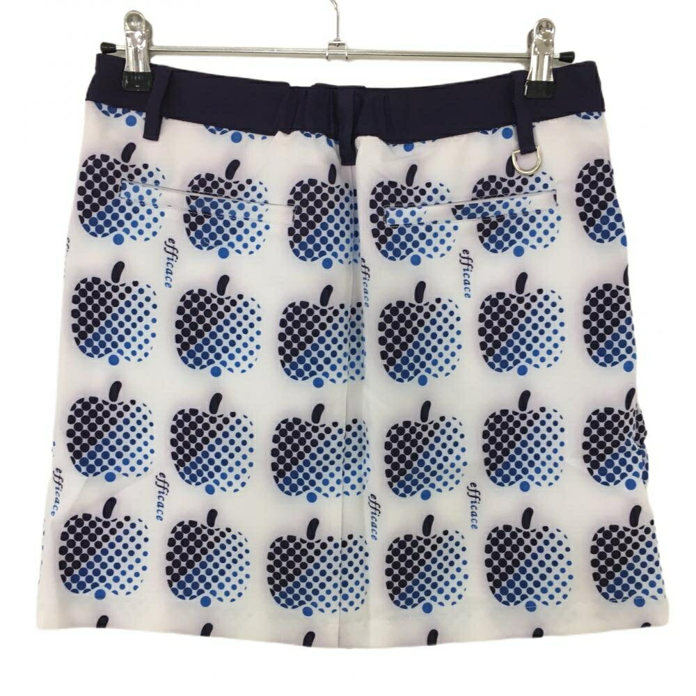 【新品】エフィカス スカート 白×ネイビー ドットアップル 総柄 内側インナーパンツ レディース LL ゴルフウェア efficace