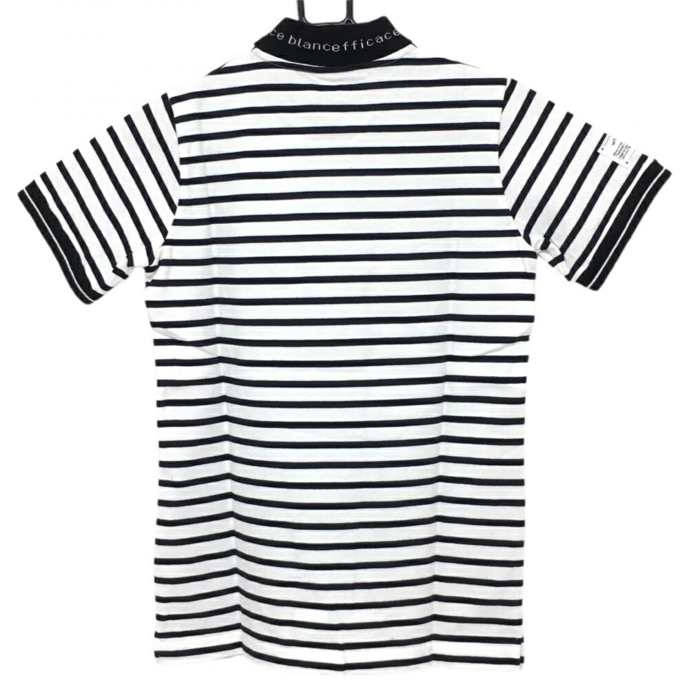 【新品】エフィカスブラン 半袖ハイネックシャツ 白×黒 ボーダー 綿100％ レディース L ゴルフウェア efficace