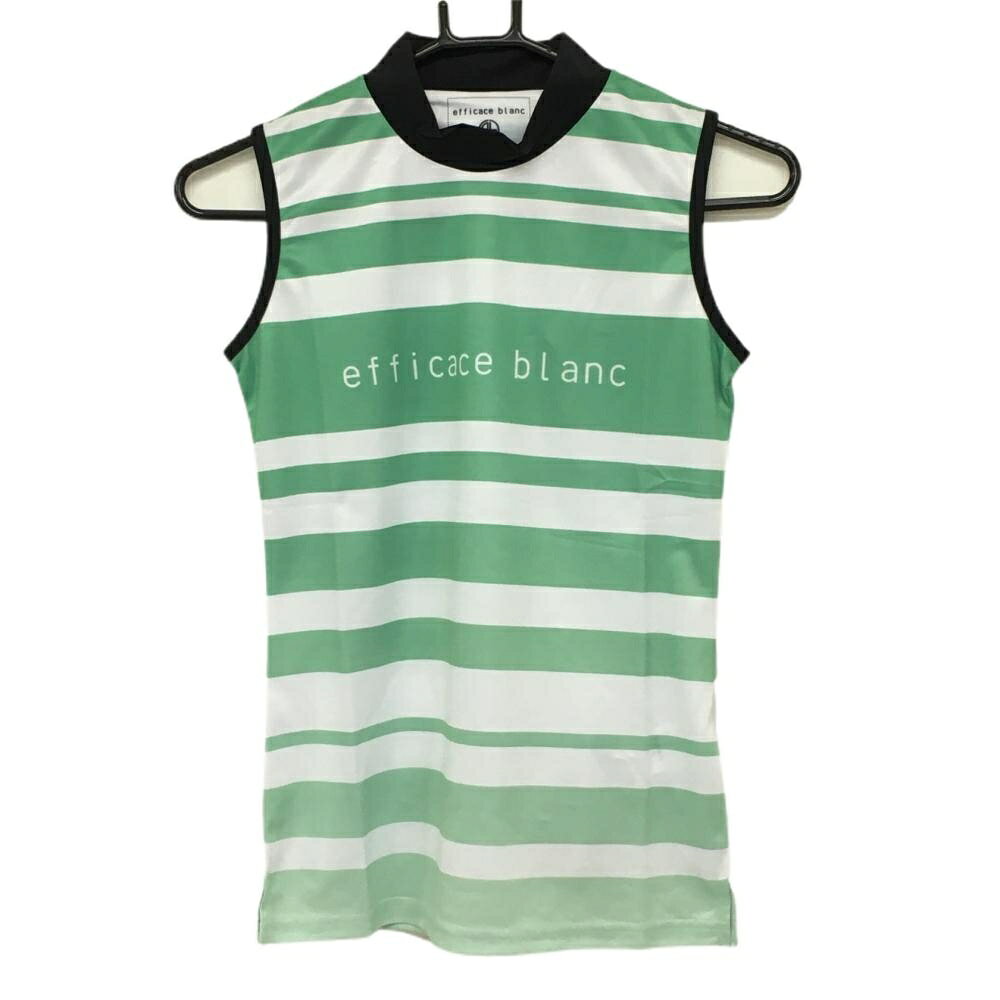 ★特価★【新品】エフィカスブラン ノースリーブハイネックシャツ グリーン×白 ボーダー グラデーション レディース S ゴルフウェア efficace