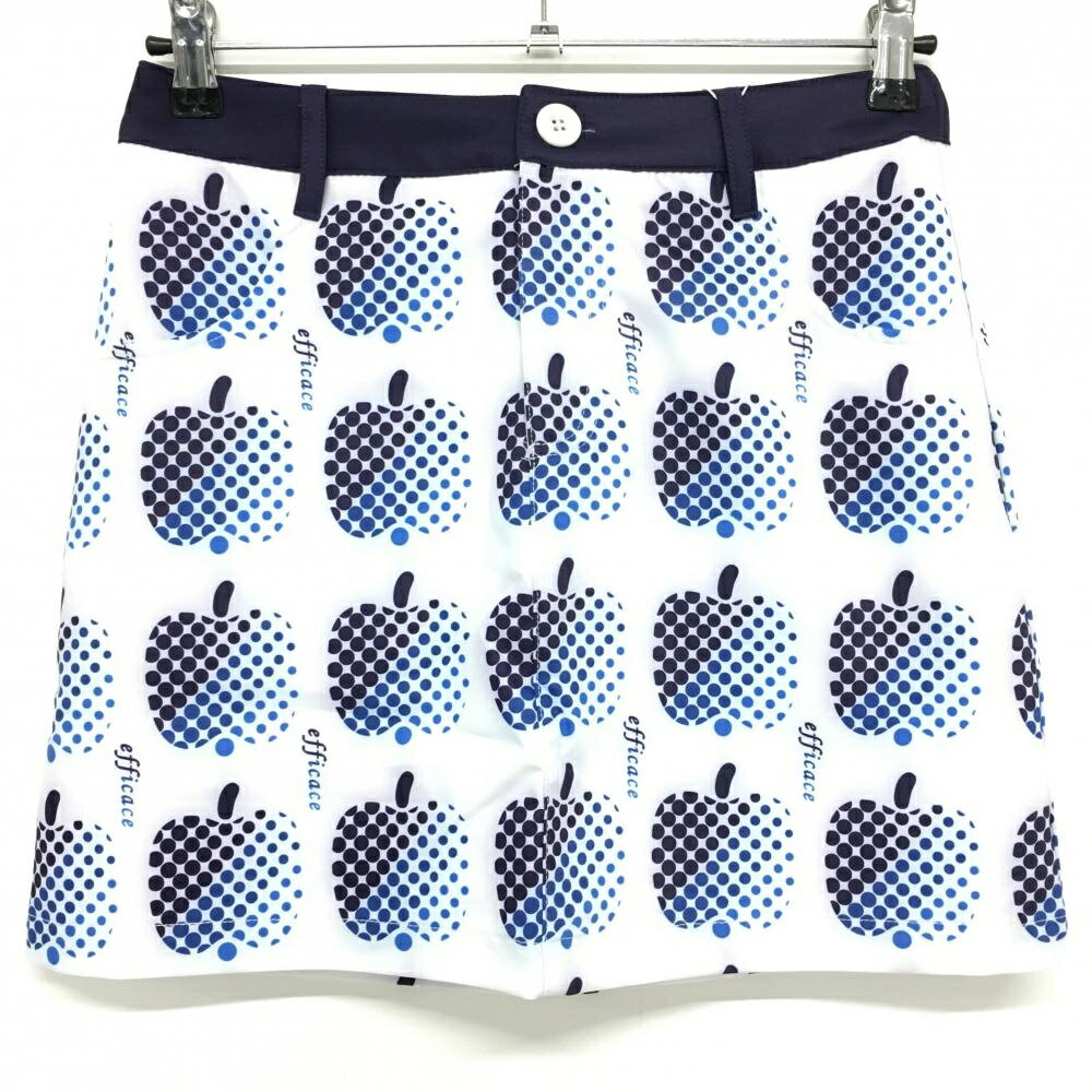 【新品】エフィカス スカート 白×ネイビー ドットアップル柄 内側インナーパンツ レディース M ゴルフ..