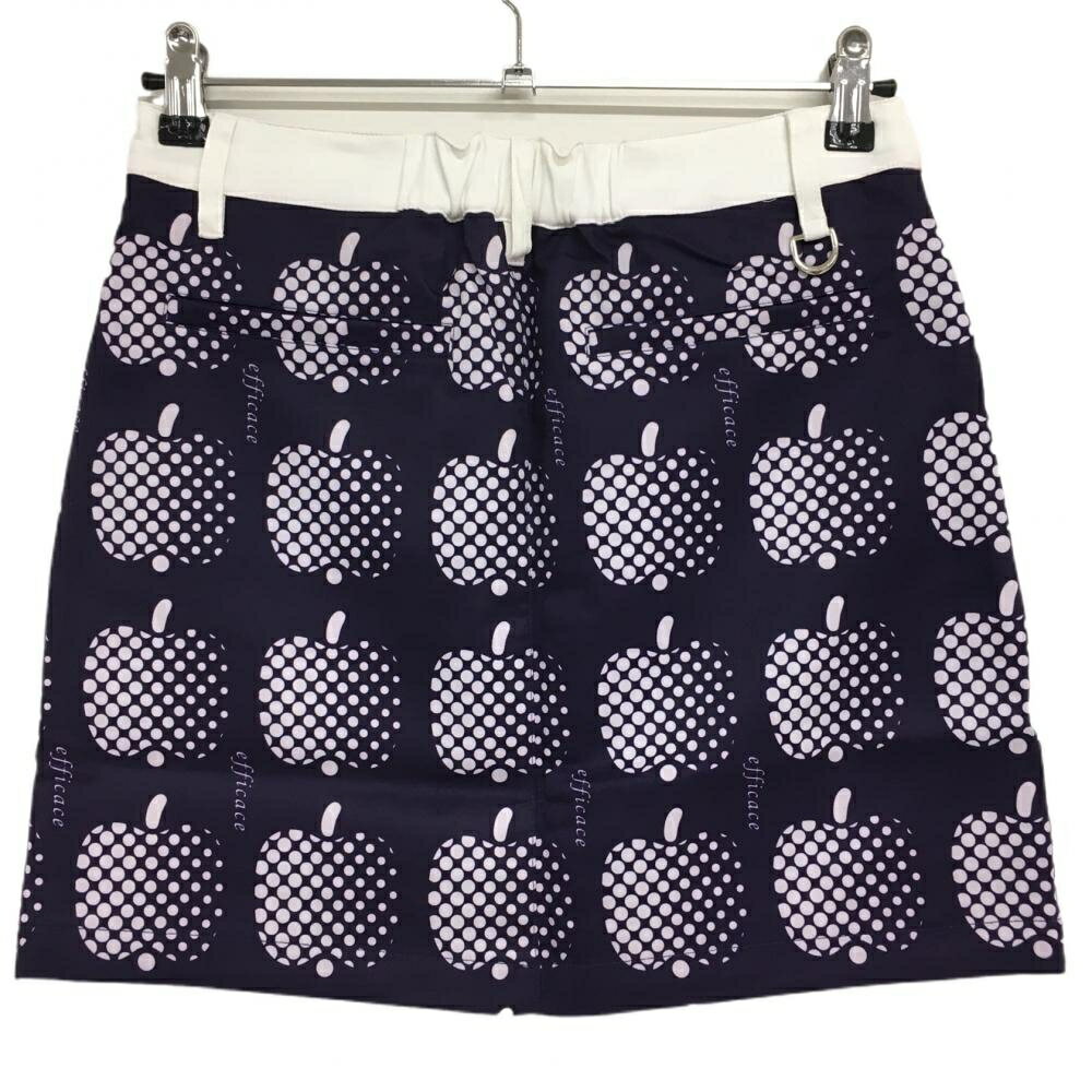 【新品】エフィカス スカート ネイビー×白 ドットアップル柄 内側インナーパンツ レディース M ゴルフウェア efficace