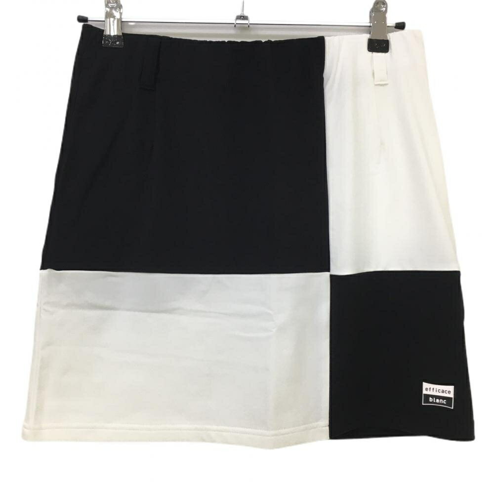 【新品】エフィカスブラン ストレッチスカート 黒×白 裏起毛 ウエストゴム レディース L ゴルフウェア ..