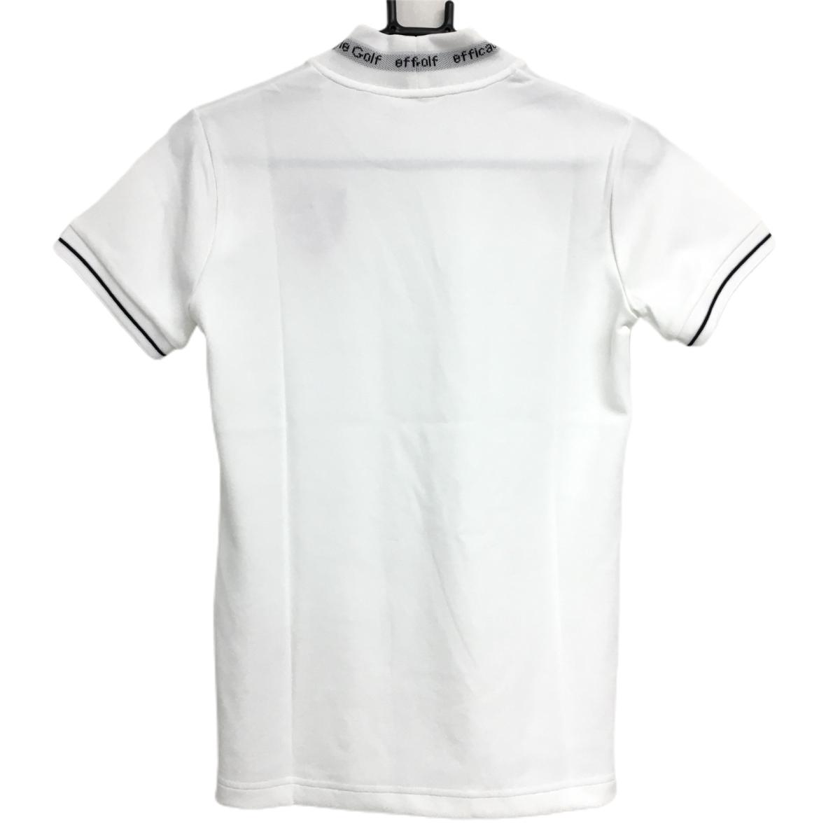 【新品】エフィカスブラン 半袖ハイネックシャツ 白×黒 ネックリブ レディース M ゴルフウェア efficace
