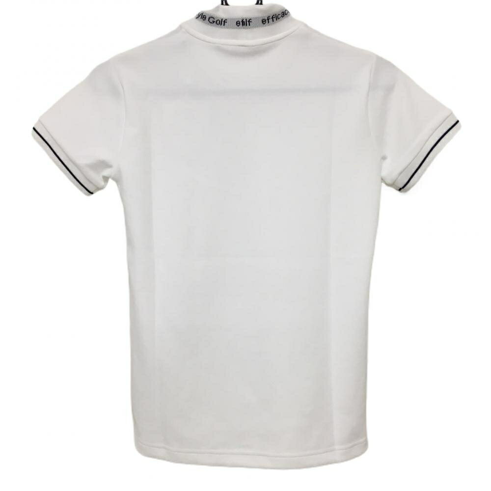 【新品】エフィカスブラン 半袖ハイネックシャツ 白×黒 ネックリブ レディース S ゴルフウェア efficace