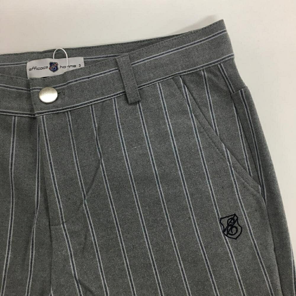 【新品】エフィカスオム パンツ グレー×ネイビー ストライプ 秋冬 ストレッチ メン...