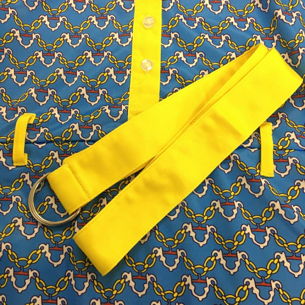 【新品】エフィカス ノースリーブワンピース ライトブルー×イエロー マリンチェー...