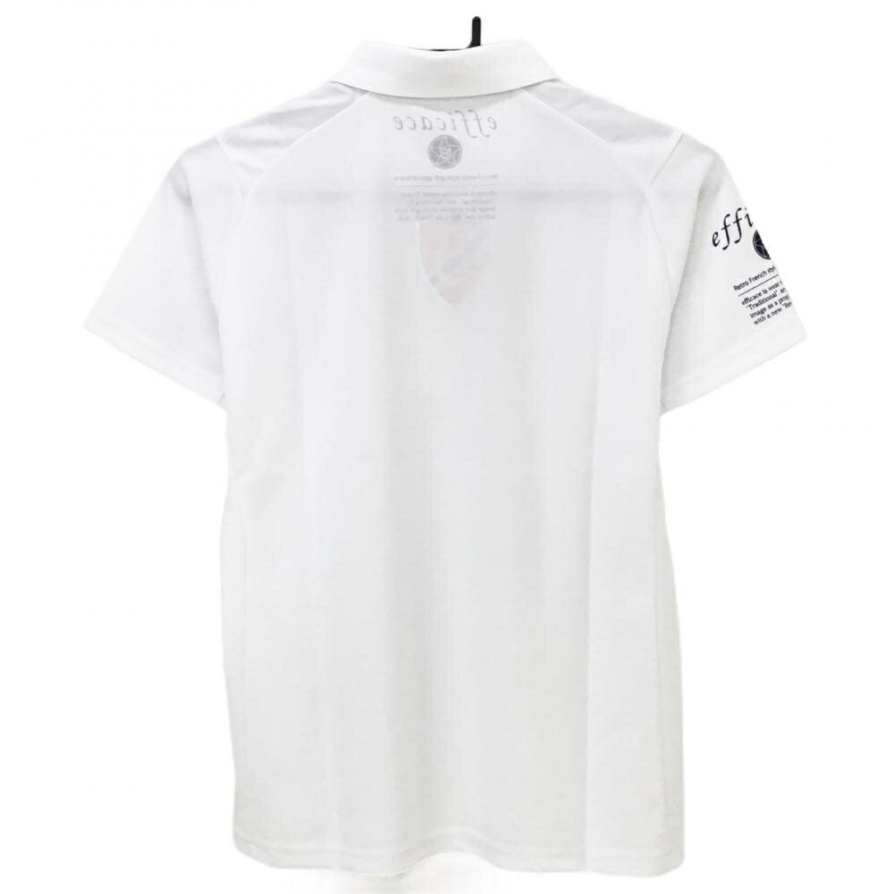 【新品】エフィカス 半袖ポロシャツ 白×レッド パイル地ワッペン 袖ロゴ レディース M ゴルフウェア efficace