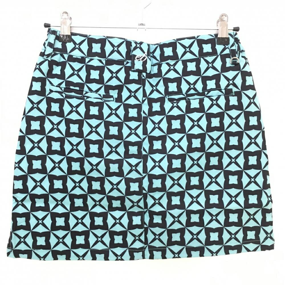 【新品】エフィカスブラン スカート ブルーグリーン×黒 総柄 内側インナーパンツ レディース M ゴルフウェア efficace