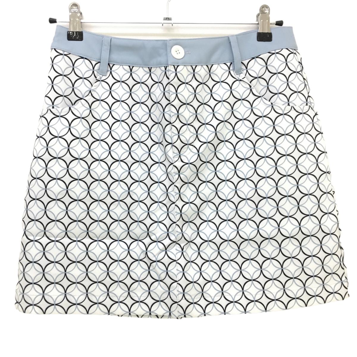 【新品】エフィカス スカート 白×ライトグレー 総柄 内側インナーパンツ レディース L ゴルフウェア ef..