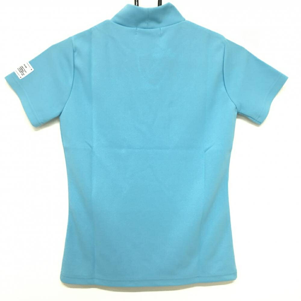 【新品】エフィカス 半袖ハイネックシャツ ライトブルー×ネイビー 吸水速乾 レディース S ゴルフウェア efficace
