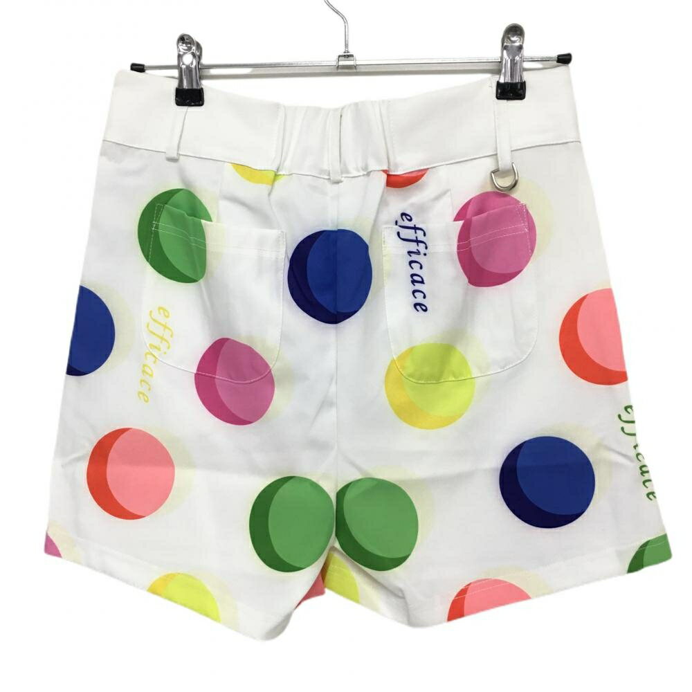 【新品】エフィカス キュロットスカート 白×マルチカラー ドット調 レディース L ゴルフウェア efficace