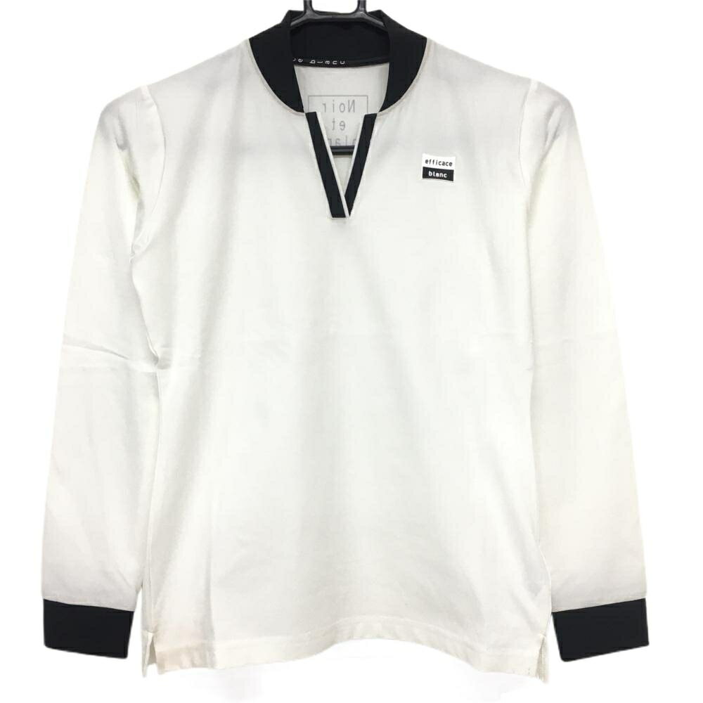 Untitled Sport - 【新品】エフィカスブラン 長袖スキッパーシャツ 白×黒 シリコンロゴ ストレッチ レディース S ゴルフウェア efficace