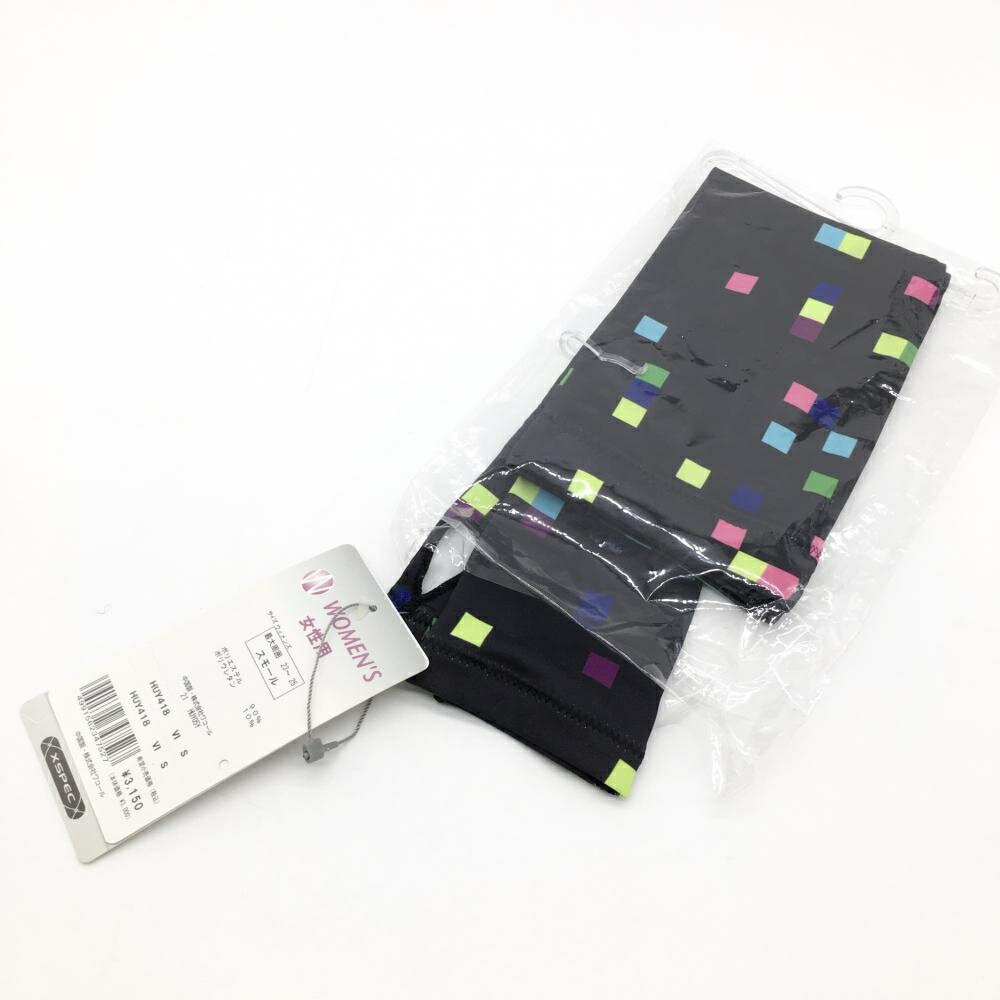 【当店ポイント5倍！3月11日(火)1時59分まで！】★特価★【新品】シーダブリューエックス アームカバー 黒×マルチ スクエアドット吸汗速乾 抗菌防臭 UVカット レディース S ゴルフウェア CWX