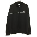 【美品】アディダス ジャケットブルゾン 黒×白 袖3ライン ハーフジップ ジャージ メンズ O/XG ゴルフウェア adidas