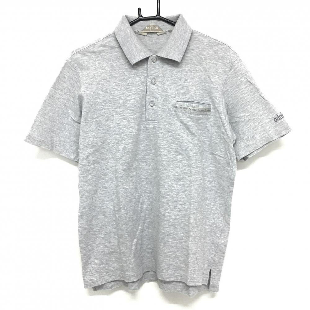 Adabat - 【美品】アダバット 半袖ポロシャツ グレー 胸ポケット ポケット口ロゴ メンズ III(M) ゴルフウェア adabat