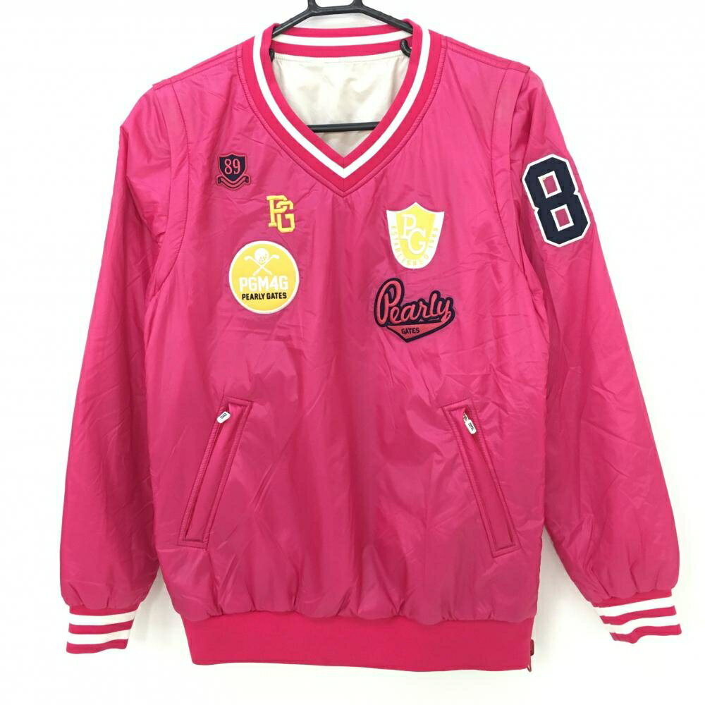 ★特価★パーリーゲイツ 中綿リバーシブルスニード ピンク×白 裏ライトベージュ 4WAY 袖着脱可 レディース 1(M) ゴルフウェア PEARLY GATES