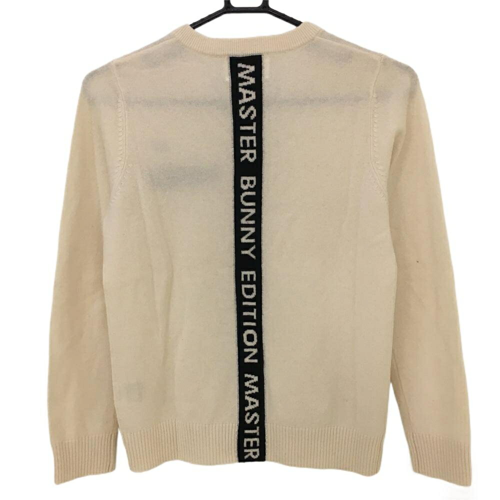 【美品】マスターバニー セーター アイボリー×黒 カシミヤ混 ニット Vネック レディース 0(S) ゴルフウェア MASTER BUNNY EDITION