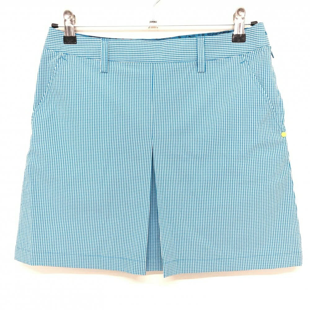 ★特価★【超美品】アディダス スカート ライトブルー×白 チェック柄 バックロゴ刺しゅう レディース M/M ゴルフウェア adidas