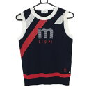 ★特価5%OFF★マンシングウェア ニットベスト ネイビー×白 一部透かし編み レディース M ゴルフウェア Munsingwear