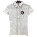 ★特価★フィラゴルフ 半袖ポロシャツ 白×ネイビー ドット レディース M ゴルフウェア FILA GOLF
