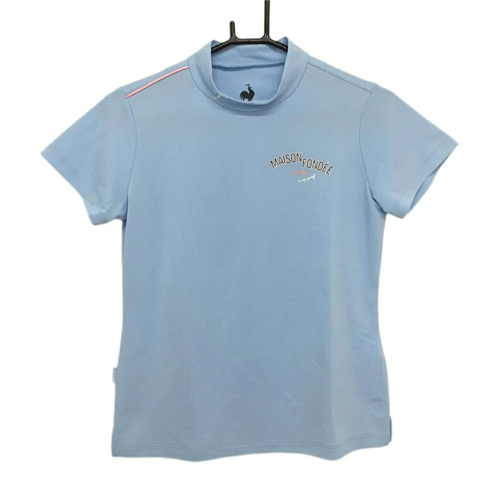 Le Coq - 【超美品】ルコック 半袖ハイネックシャツ ライトブルー 胸プリント レディース M ゴルフウェア le coq sportif
