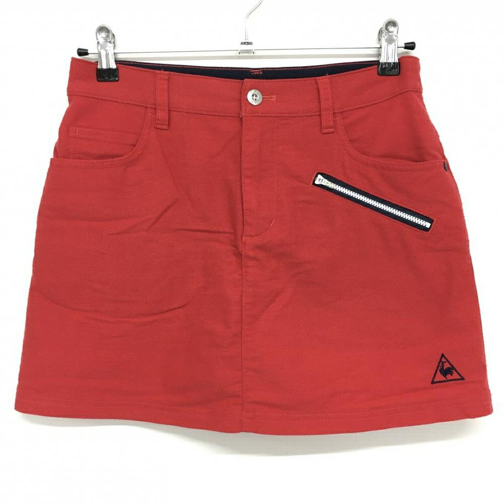【美品】ルコック スカート レッド×白 後ろポケットステッチ 内側インナーパンツ レディース 9 ゴルフ..