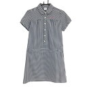 ★特価50%OFF★【美品】パラディーゾ ワンピース ネイビー×白 ギンガムチェック サッカー生地 ラインストーン レディース M ゴルフウェア Paradis...