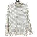 ★特価50%OFF★フィラゴルフ 長袖ハイネックシャツ 白×グレー ボーダー ロゴプリント ストレッチ インナー メンズ LL ゴルフウェア FILA GOLF