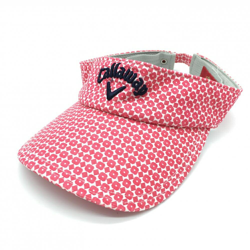 ★特価45%OFF★【超美品】キャロウェイ レッドレーベル サンバイザー レッド×白 総柄 ゴルフウェア Callaway