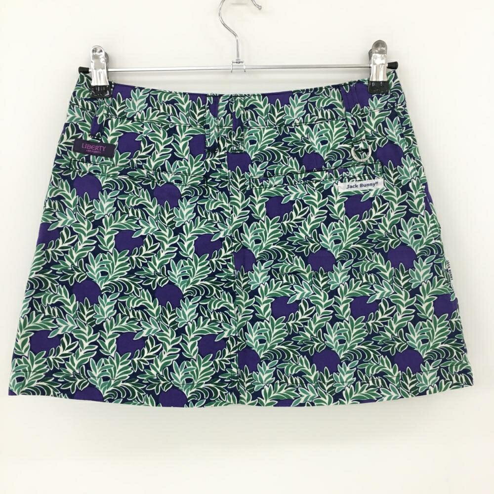 【超美品】ジャックバニー×LIBERTY スカート グリーン×パープル リーフ柄 レディース 0(S) ゴルフウェア Jack Bunny