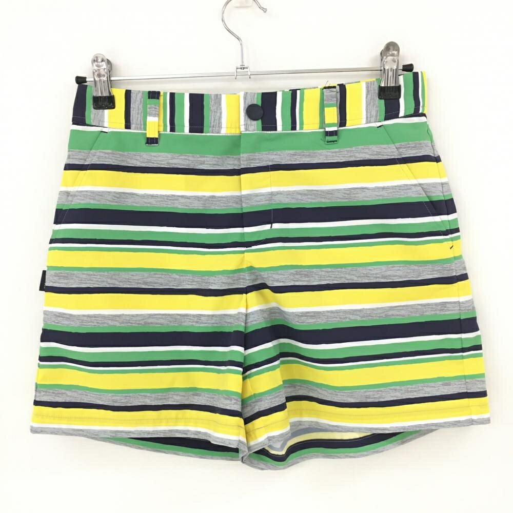 【超美品】23区ゴルフ ショートパンツ グレー×イエロー×ネイビー ボーダー レディース I(M) ゴルフウェ..