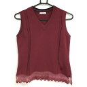 ★特価★【超美品】ヒールクリーク ニットベスト ボルドー 裾メッシュ Vネック レディース 40(M) ゴルフウェア Heal Creek