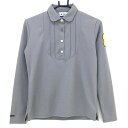 【超美品】アディダス 長袖ポロシャツ グレー×イエロー 袖ナンバリング レディース M/M ゴルフウェア adidas