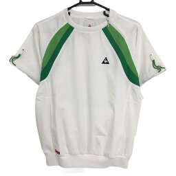 ルコック 半袖スニード 白×グリーン 裏地メッシュ 袖ドローコード レディース M ゴルフウェア le coq sportif