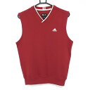 ★特価50%OFF★アディダス ベスト レッド×白 Vネック 裏起毛 メンズ M/M ゴルフウェア adidas