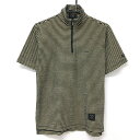 ★特価★23区スポーツ 半袖ハイネックシャツ 黒×イエロー ボーダー パイル地 ハーフジップ レディース 1(M) ゴルフウェア 23区