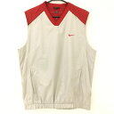 ナイキゴルフ ベスト グレー×レッド ロゴ刺しゅう メッシュ裏地 メンズ XL ゴルフウェア NIKE