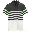 ラルフローレン RLXラルフローレン 半袖ポロシャツ グレー×白 一部ボーダー 胸元ロゴ メンズ XS ゴルフウェア Ralph Lauren