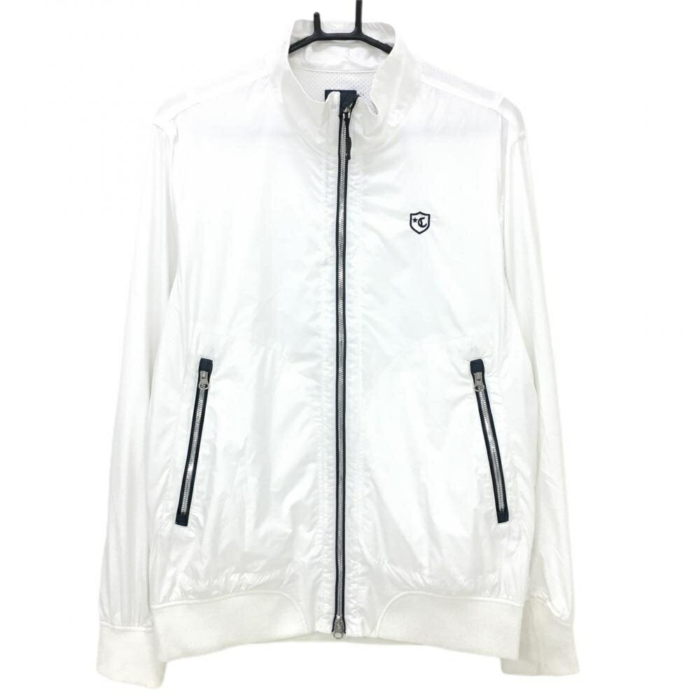 ★特価45%OFF★キャロウェイ ジャケットブルゾン 白×黒 ロゴ刺しゅう フルジップ メッシュ裏地 メンズ L ゴルフウェア Callaway