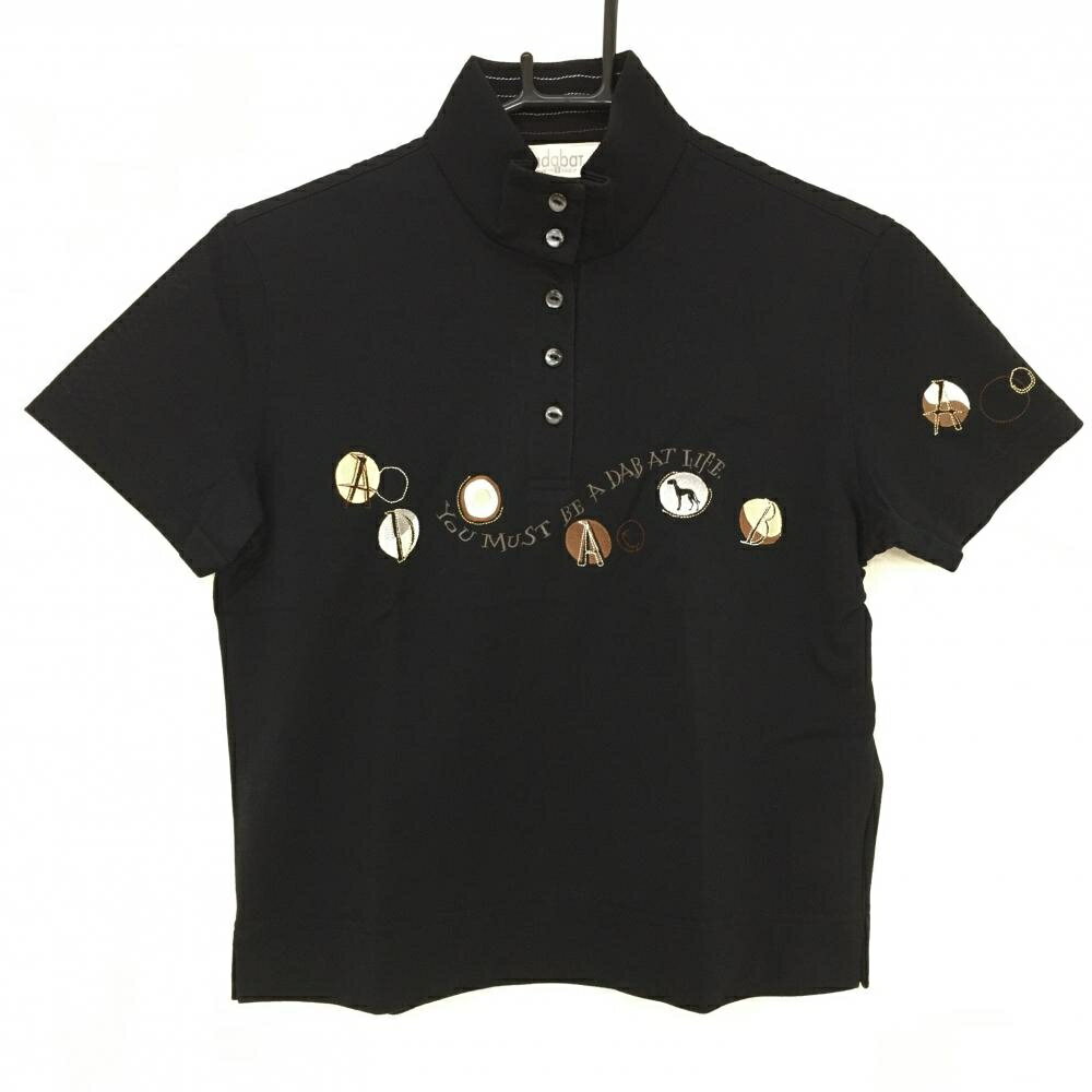 Adabat - 【美品】アダバット スタンドカラーシャツ 黒×ブラウン 胸元ロゴ刺しゅう レディース I(M) ゴルフウェア adabat