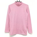 ★特価★【美品】ナイキゴルフ 長袖ハイネックシャツ ピンク×白 ボーダー ロゴ刺しゅう DRI-FIT メンズ L ゴルフウェア NIKE