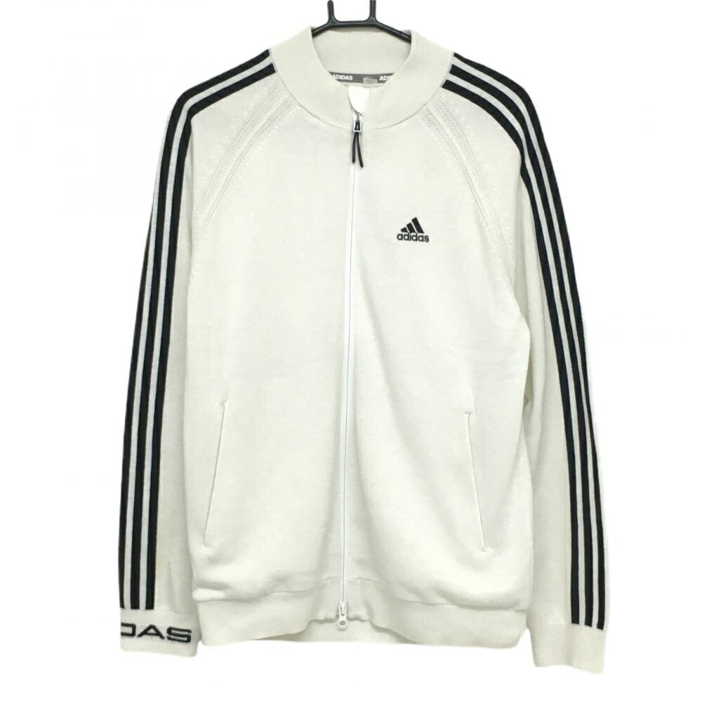 ★特価35%OFF★アディダス ニットジャケット 白×黒 メンズ 表記なし ゴルフウェア adidas