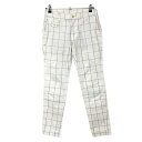 ★特価★ジャックバニー パンツ 白×黒 格子柄 バックロゴ アジャスター レディース 1(M) ゴルフウェア Jack Bunny