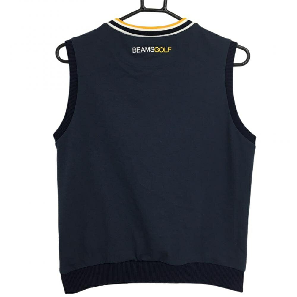 ビームスゴルフ ベスト ネイビー×イエロー Vネックボーダー レディース L ゴルフウェア BEAMS GOLF